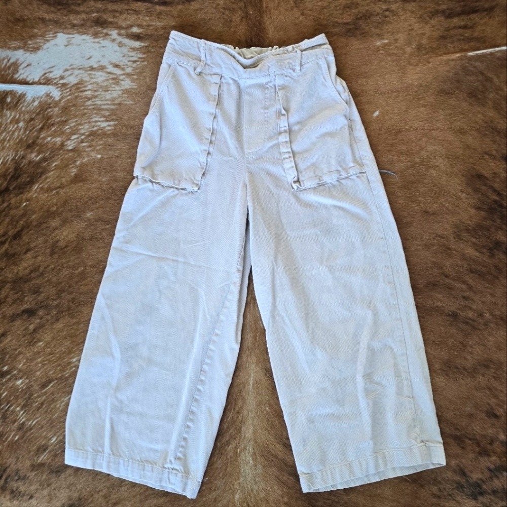 Casual Cream Wide-Leg Pants